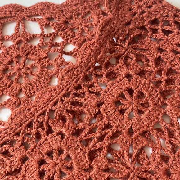 Boston Proper Crochet Kimono Sweater Women Size M Dark Rose Pink Wool Blend NWOT - Picture 9 of 15